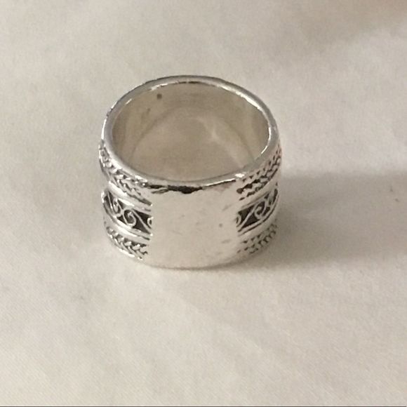 Sterling Silver Cigar Band Ring With Rope Design Sz 5 - Picture 4 of 6
